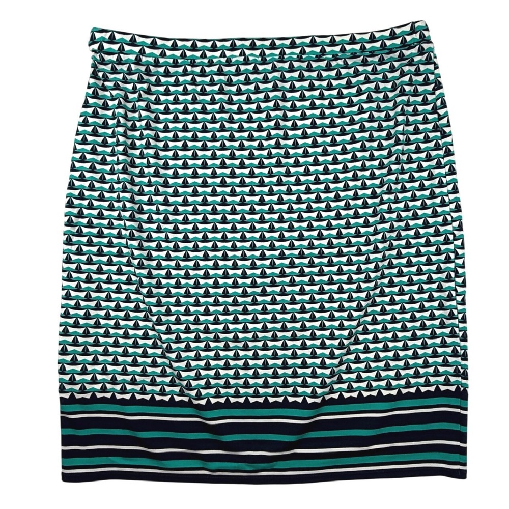 MAX STUDIO Womens Size‎ Large Pencil Skirt Nautical Sailboat Print Knee Length